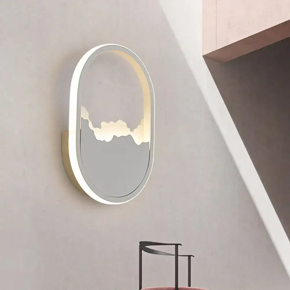 Modern white cracked design oval sconce lamp with sleek frame and warm led lighting for stairway lighting