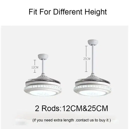 Modern white crystal chandeliers ceiling fans with led lighting and crystal trim available in 12cm or 25cm rods for bedroom decorbites crystal chandeliers