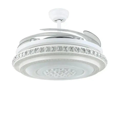 Modern white crystal chandeliers ceiling fan with led lighting and crystal accents for bedroom decorbites crystal chandeliers