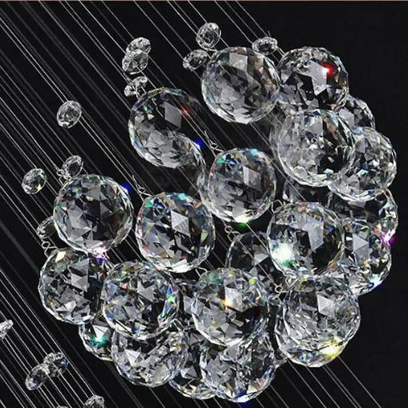 Modern white crystal led chandelier with clear faceted crystal spheres by decorbites for villa living room decorbites crystal led