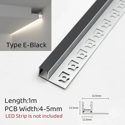 Silver metallic led aluminum profile with sleek angular design and precise cutouts for modern living room recessed light