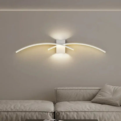 Modern white curved led wall light strip with sleek arms emitting warm glow for decorbites led wall sconce decor