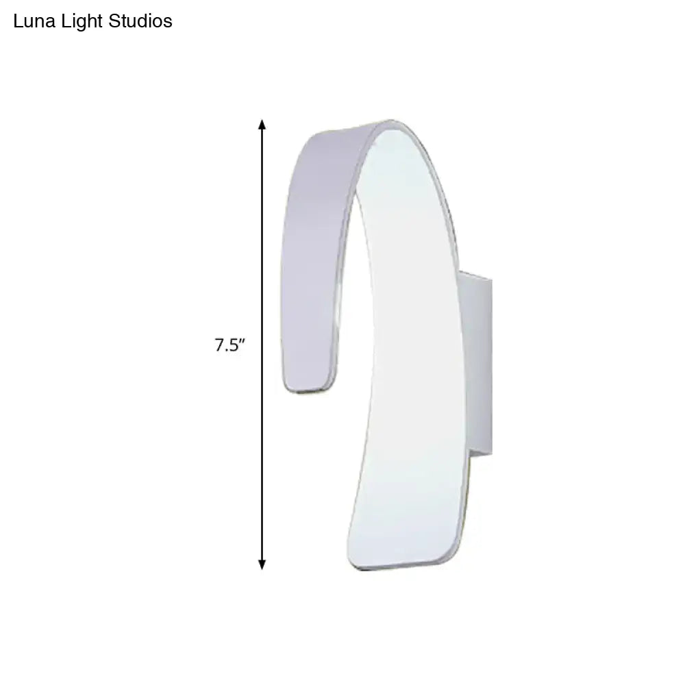 Modern white curved wall light with sleek minimalist design direct wired electric for living room warm white light