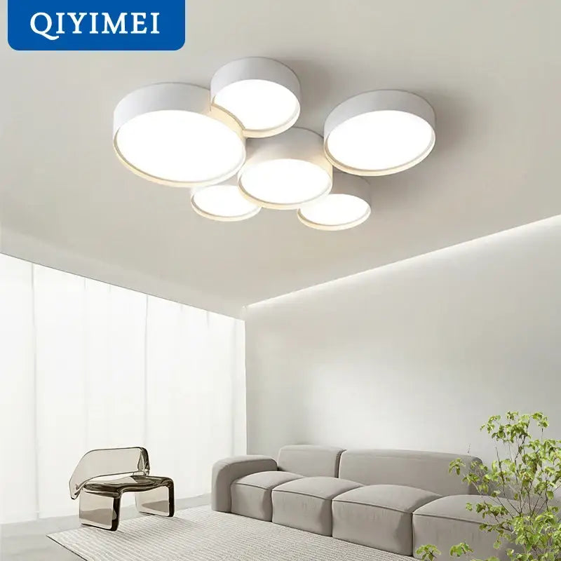 Modern white cylinder led chandelier light with minimalist design for living room by decorbites cylinder led