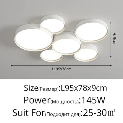 Modern white cylinder led chandelier light featuring a cluster of circular panels for living room decorbites cylinder led