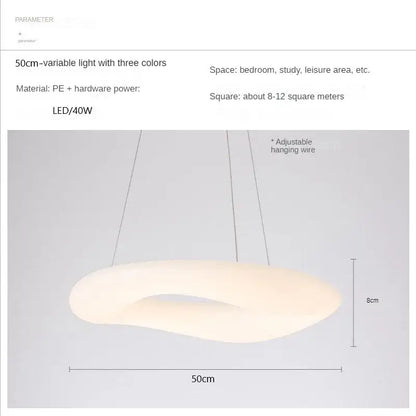 Modern white and dark gray cloud pendant light with a 50cm oval diffuser and three-color led lighting by decorbites