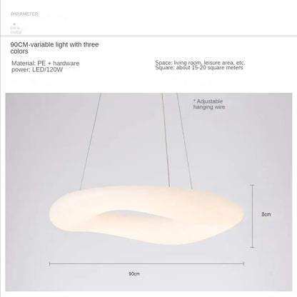Modern white and dark gray decorbites cloud pendant light with a 90cm creamy white PE diffuser for living room decor