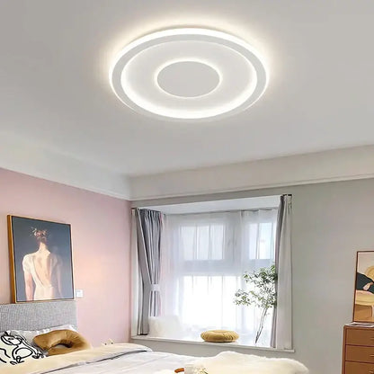 Modern white decorbites cloud chandelier living room ceiling light with circular led rings and soft white glow centerpiece