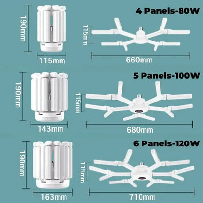 Modern white deformable led garage lights with varying panels and wattages for indoor plant cultivation by decorbites deformable led