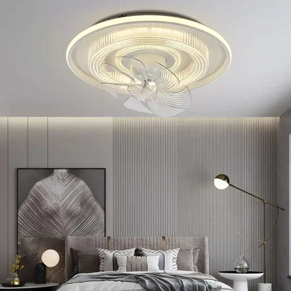 Modern white dimmable led fan ceiling lamp with sleek plastic housing and glass blades ideal for bedroom decorbites ceiling lamp
