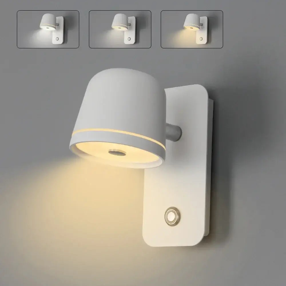Modern white ceramic wall sconce with adjustable head featuring decorbites dimmable led wall spotlight design