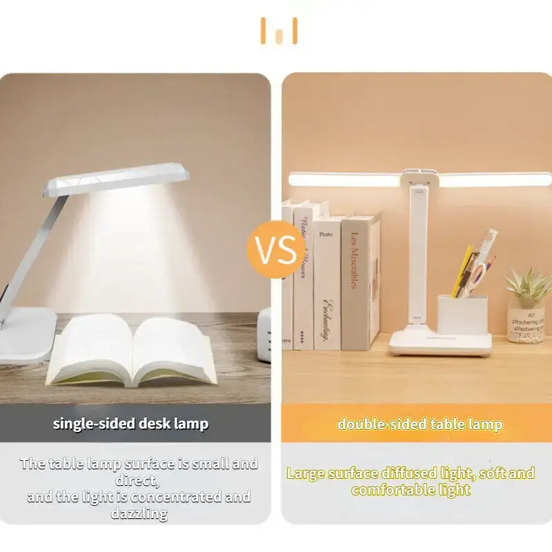 Modern white dual arm led desk lamp with pen holder featuring a sleek adjustable desk lamp design for bedroom decorbites led desk