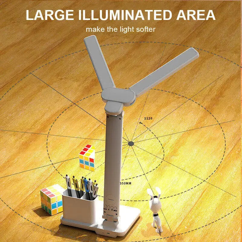 Modern white led desk lamp with dual adjustable arms and gray pen holder base for bedroom decorbites led desk lamp