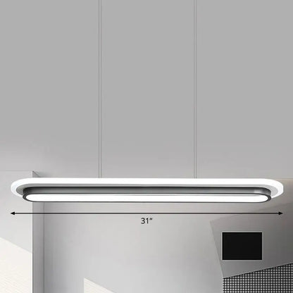 Modern acrylic black and white elliptical island led suspension lamp with sleek minimalist design for table lighting