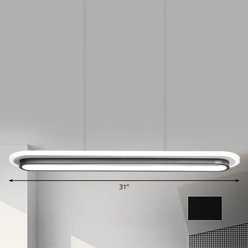 Modern acrylic black and white elliptical island led suspension lamp with sleek minimalist design for table lighting