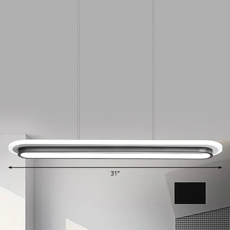Modern acrylic decorbites™ nordic style black and white elliptical island led suspension lamp with sleek rectangular design