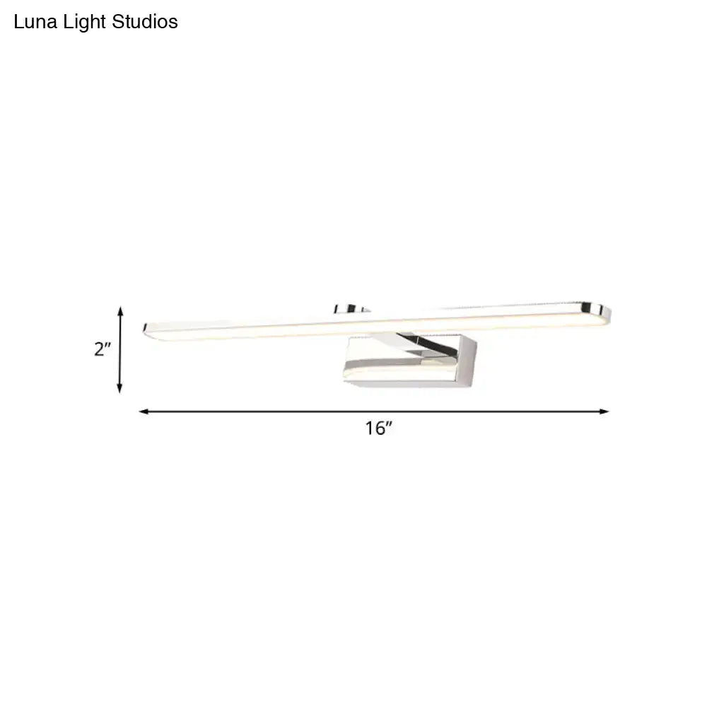Modern white finish wall light with chrome finish and led bulb featuring sleek 16-inch rectangular design