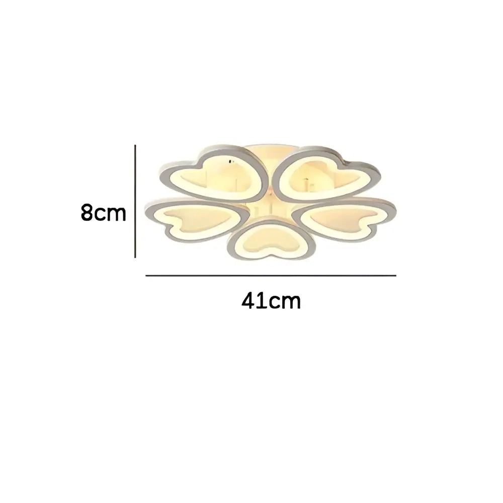 Modern white flower acrylic led ceiling chandelier with eight-petal design and warm yellow glow for living room use