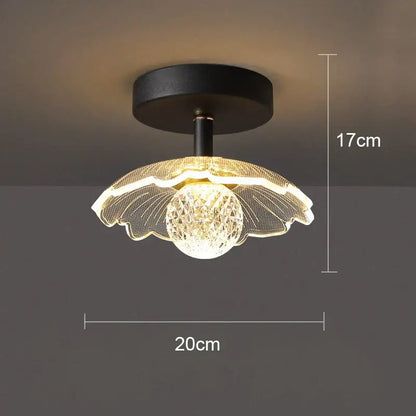 Modern white flower led ceiling lamp with black crystal globe and leaf-shaped glass shade for bedroom decorbites led ceiling