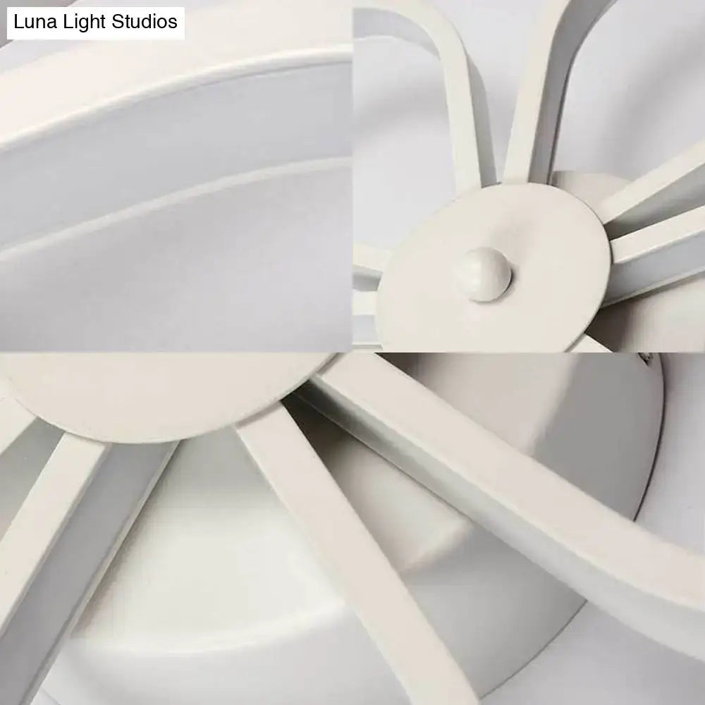 Modern white flower wall mounted led lamp with sleek curved arms and central hub for dining room inch fixture wall lamp