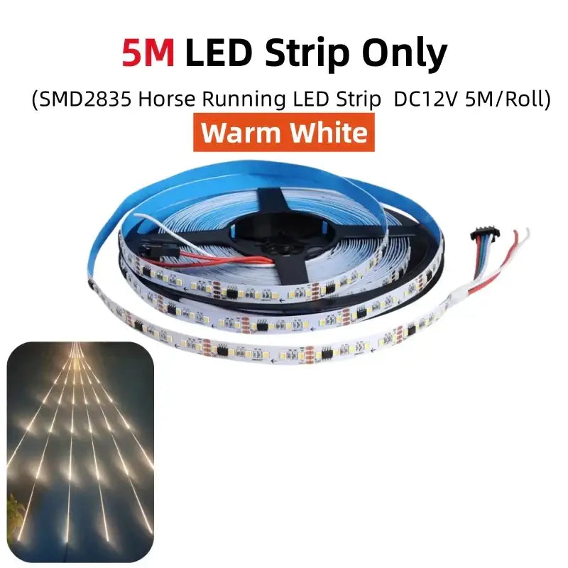 A 5-meter flexible adhesive-backed warm white smd2835 led strip light for modern living room wall decor