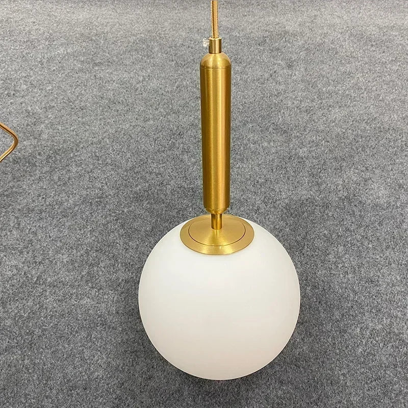 Modern White Frosted Glass Globe Pendant Light - Decorbites