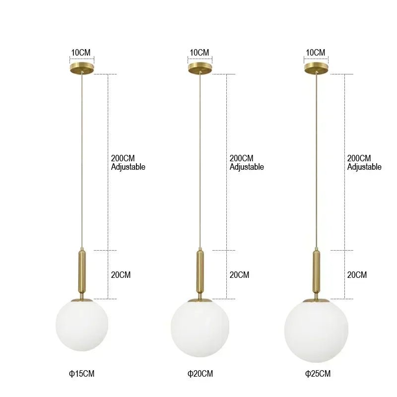 Modern White Frosted Glass Globe Pendant Light - Decorbites