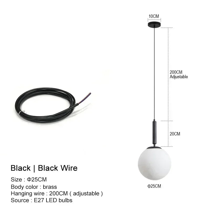 Modern White Frosted Glass Globe Pendant Light - Decorbites