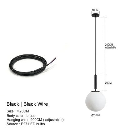 Modern White Frosted Glass Globe Pendant Light - Decorbites