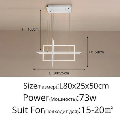 Modern white geometric aluminum pendant lights with intersecting rectangular frames for dining room decorbites pendant lights