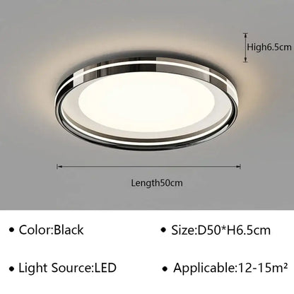 Black circular modern ceiling lamp with chrome rim and frosted glass panel decorbites geometric led ceiling light