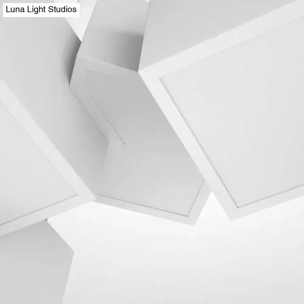 Modern white geometric led island light with clean lines for kitchen or living room ceiling illumination