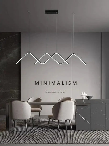 Modern white geometric led pendant light with sleek white led strips forming a continuous wave pattern chandelier