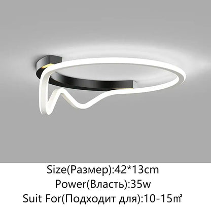 Modern white decorbites geometry round led ceiling light with sleek black curved design for living room illumination