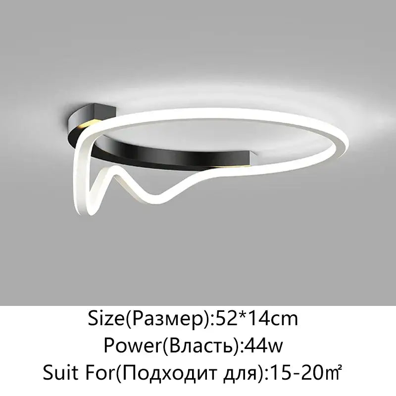 Modern white geometry round led ceiling light with sleek black curved design and soft illumination for living room decorbites geometry round