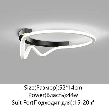 Modern white geometry round led ceiling light with sleek black curved design and soft illumination for living room decorbites geometry round