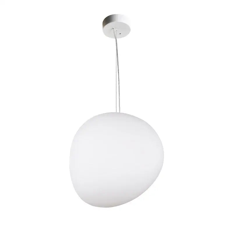 Modern white glass ball led pendant light with white frosted glass and polished chrome mount for dining room decorbites