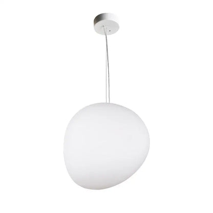 Modern white glass ball led pendant light with white frosted glass and polished chrome mount for dining room decorbites