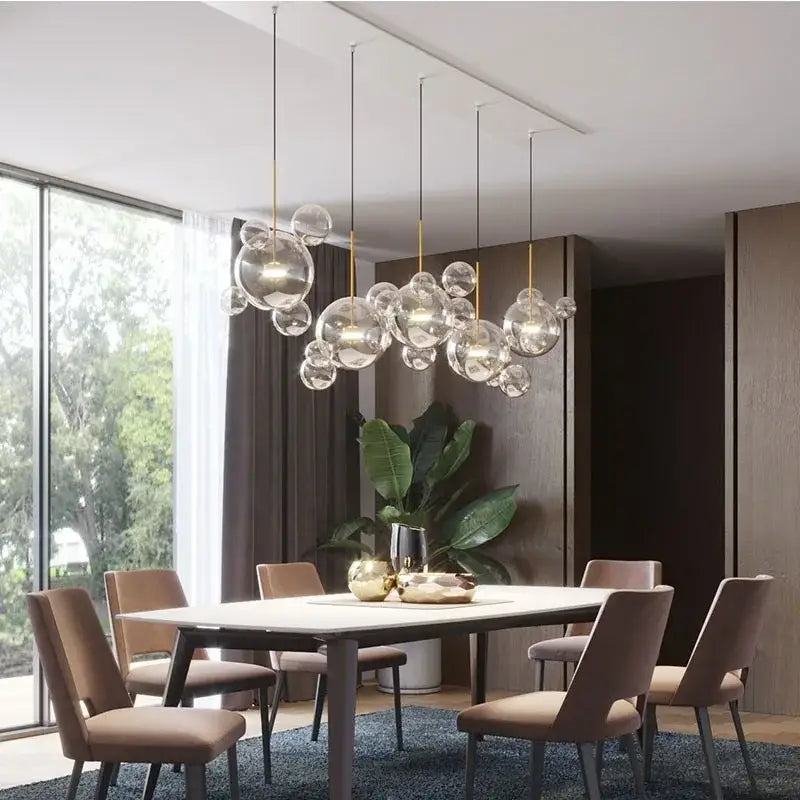 Modern white glass bubble chandelier with gold-toned metal accents pendant light for living room decorbites glass bubble design