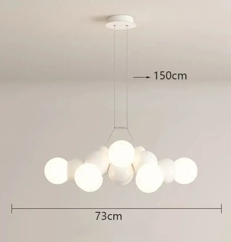 Modern white glass globe pendant light fixture with minimalist design and 150cm length for dining room pendant light