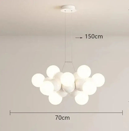 Modern white glass globe pendant light fixture with spherical cluster design for dining room pendant lighting