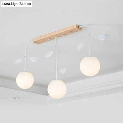 Decorbites™ 3/5 light orb island ceiling lamp with e26 e27 frosted glass globes wooden canopy and modern simple design