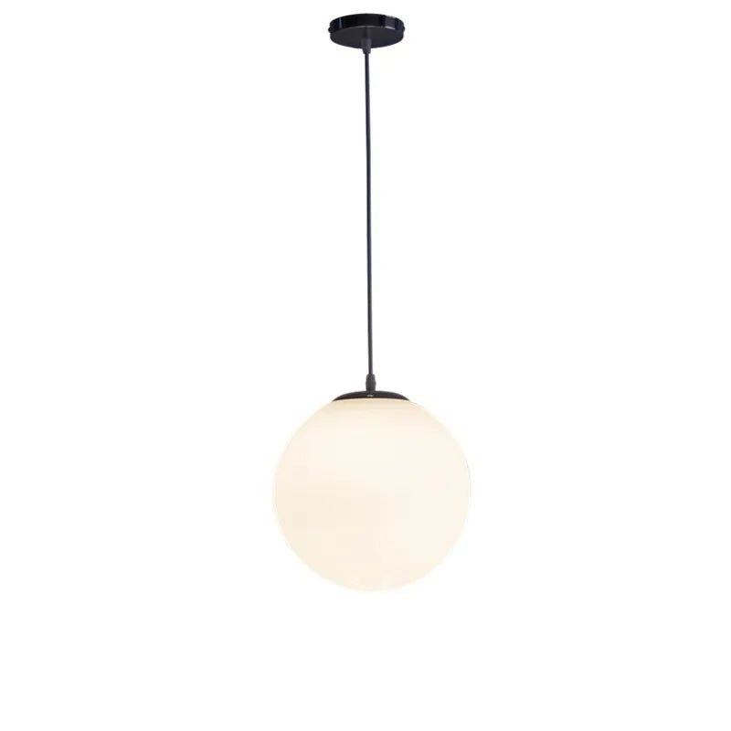 Modern White Globe Glass Pendant Light in Gold, Black, or Silver - Decorbites
