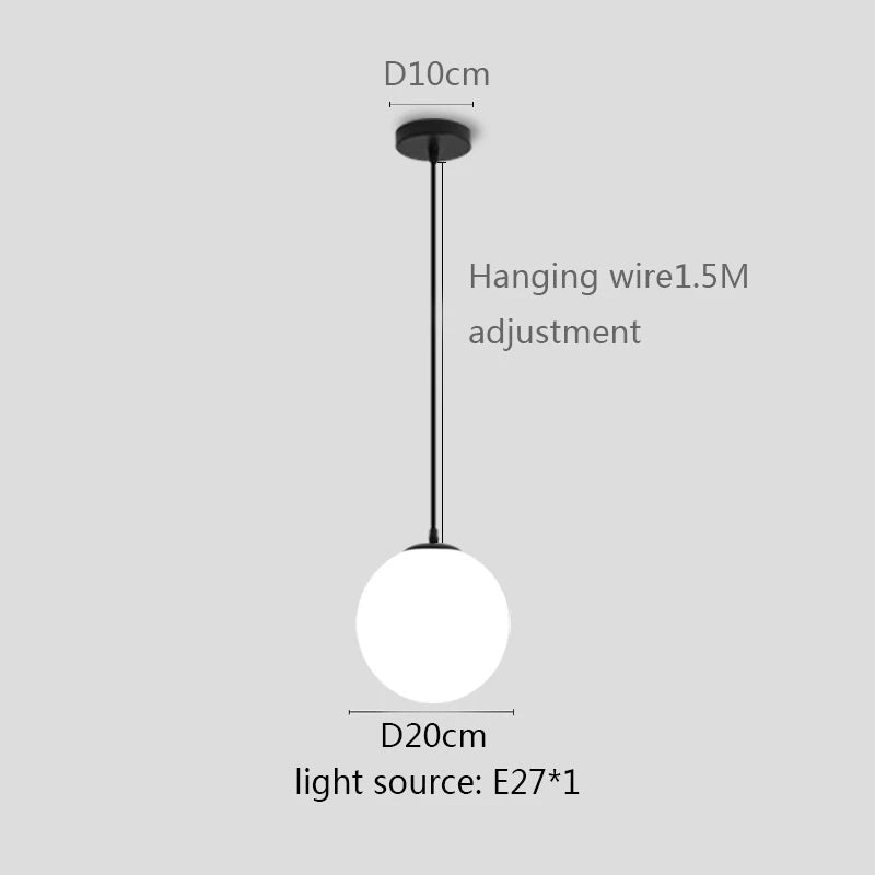 Modern White Globe Glass Pendant Light in Gold, Black, or Silver - Decorbites