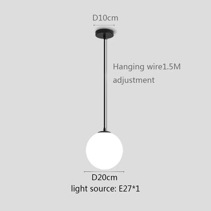Modern White Globe Glass Pendant Light in Gold, Black, or Silver - Decorbites