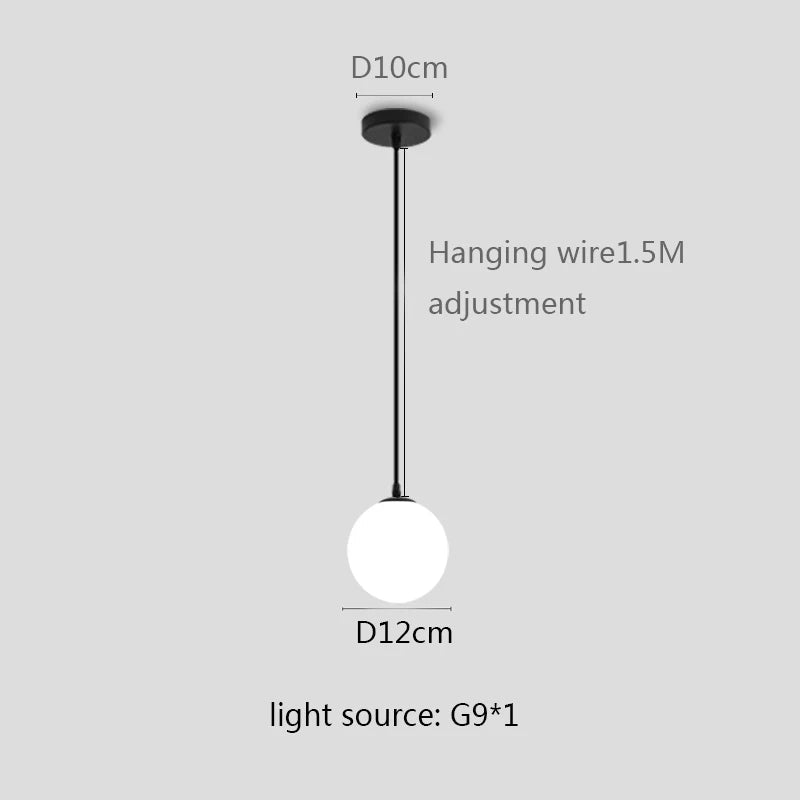Modern White Globe Glass Pendant Light in Gold, Black, or Silver - Decorbites