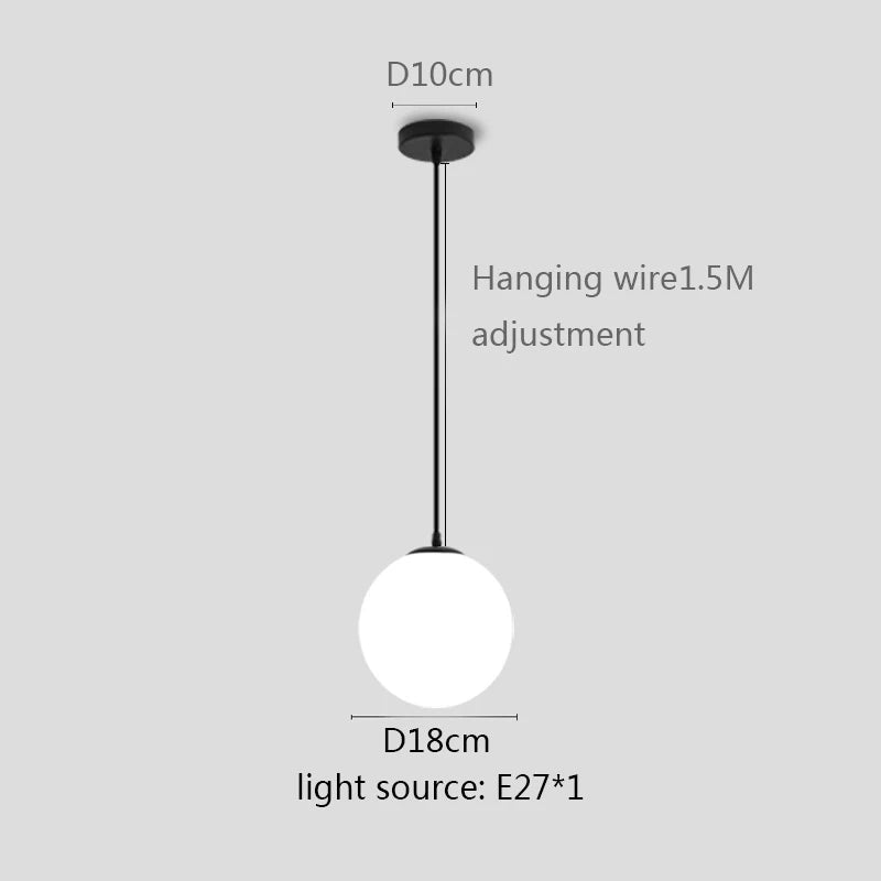 Modern White Globe Glass Pendant Light in Gold, Black, or Silver - Decorbites
