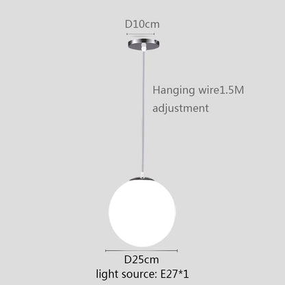 Modern White Globe Glass Pendant Light in Gold, Black, or Silver - Decorbites
