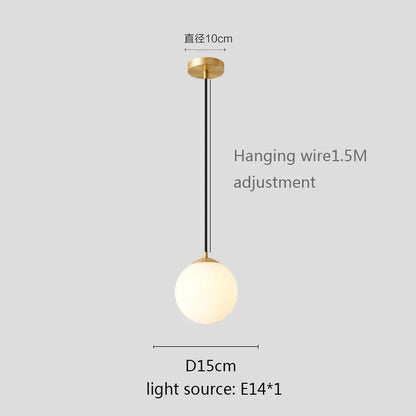 Modern White Globe Glass Pendant Light in Gold, Black, or Silver - Decorbites