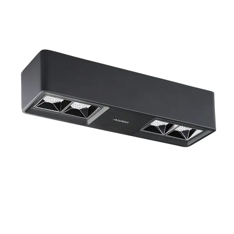 Black rectangular ceiling-mounted 24w cri97 square led surface mount downlight with dual geometric lenses
